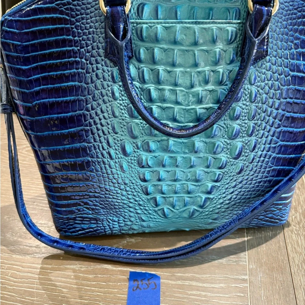 Brahmin Large Duxbury Satchel blue Ombré Melbourne Genuine Leather new! - Picture 11 of 12